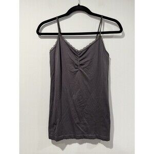 Victorias Secret Grey Camisole Womens Large Stretch Baby Doll Lace Tank Top Y2K